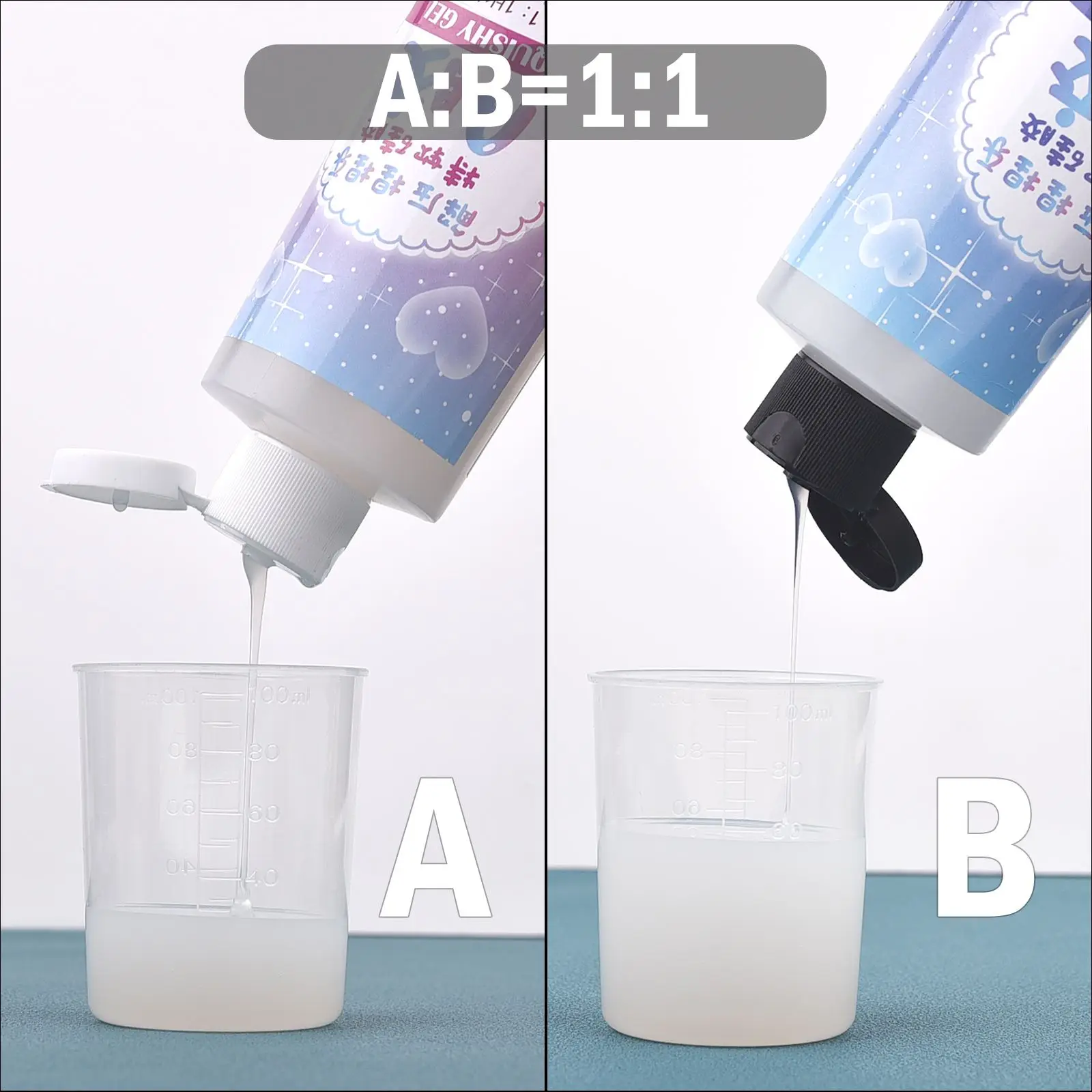 2 Bottles AB 1:1 Squishy Gel Soft Liquid Silicone For Molding Cat\'S Paw Decompression Toys Gift Squeezing Toy For Girls Kids