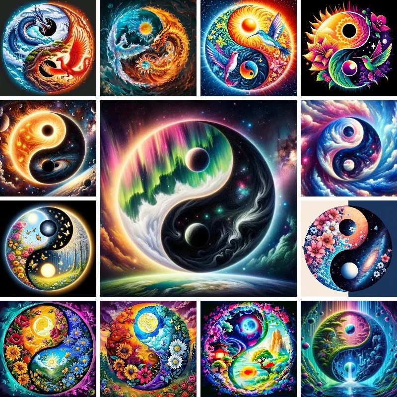 DIY 5D The Balance of Life Diamond Painting Embroidery Full Round Mosaic Yin and Yang Sign Cross Stitch Kit Home Decor Sale