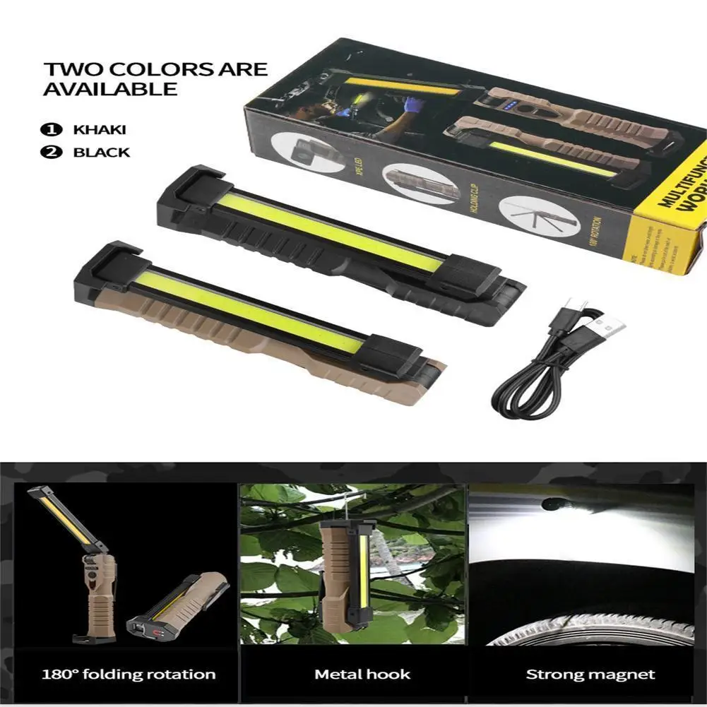 Cob Folding Work Light Double-sided Strong Light Emergency Flashlight Inspection Lamp With Strong Magnets