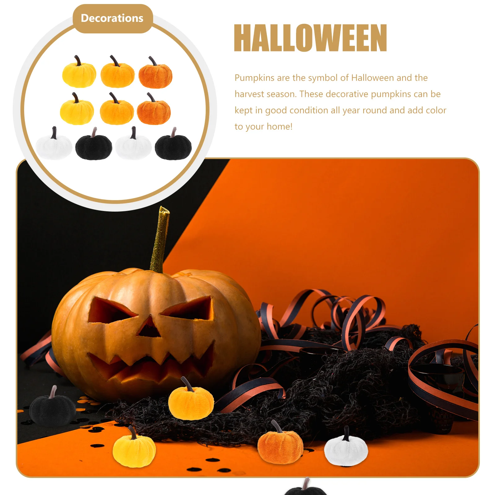 

10 Pcs Mini Simulation Pumpkin Decoration Decorations Craft Pumpkins Cloth Halloween Decorative