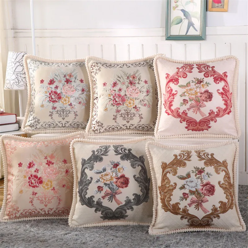 

45x45cm Retro Rose Flower Jacquard Sofa Chair Seat Cushion Cover Home Car Office Decoration Pillowcase