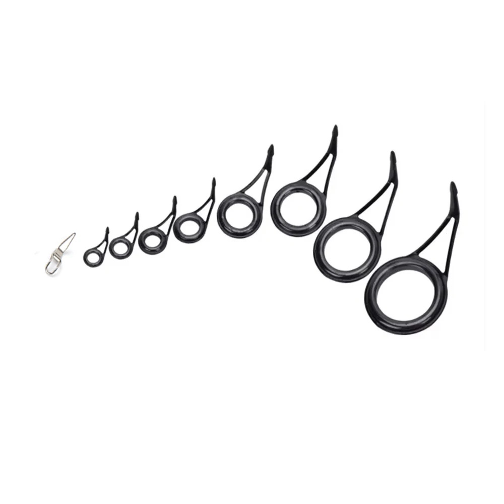 9Pcs Mixed Size Metal Hooker Fishing Top Rings Rod Pole Repair Kit Line Guides Eyes Sets