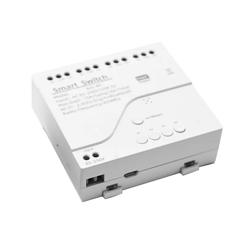 ABMF-4X Tuya Wifiモータースイッチモジュール RF 433無線リモコン 4CHインチングリレー Alexa Google Home対応、4CH AC85-250V