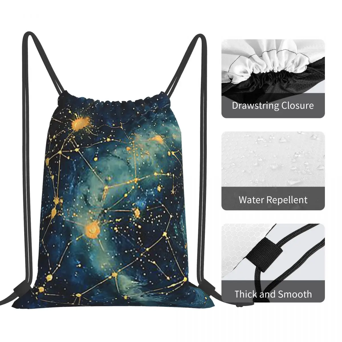 Celestial Cartography Backpacks Fashion Portable Drawstring Bundle Pocket Shoes Bag Book Bags For Man Woman Students