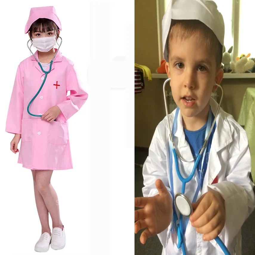 Halloween Kids Simulation Work Suits Cosplay Costumes Surgical Toy Set Children Cross Coat Outfits Girl Boy Carnival Party Wear