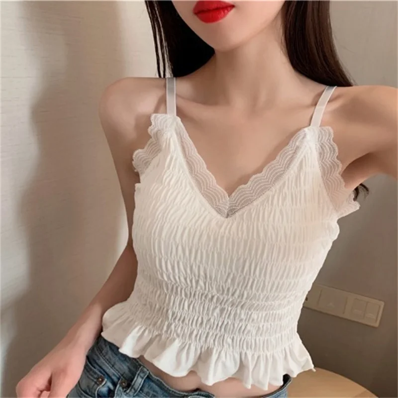 Women Summer Tanks Camis Vest Fashion Casual Sleeveless Pleated Elasticity Ladies Street Tanks Tops Tees Hotsweet B3132