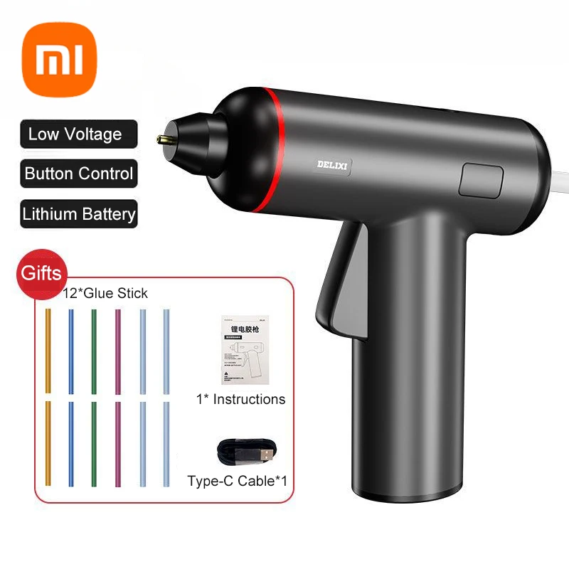 Xiaomi Delixi Rechargeable Cordless Hot Melt Glue Gun Household Wireless Glue Gun Repair Tools with Glue Stick DIY Hand Tools