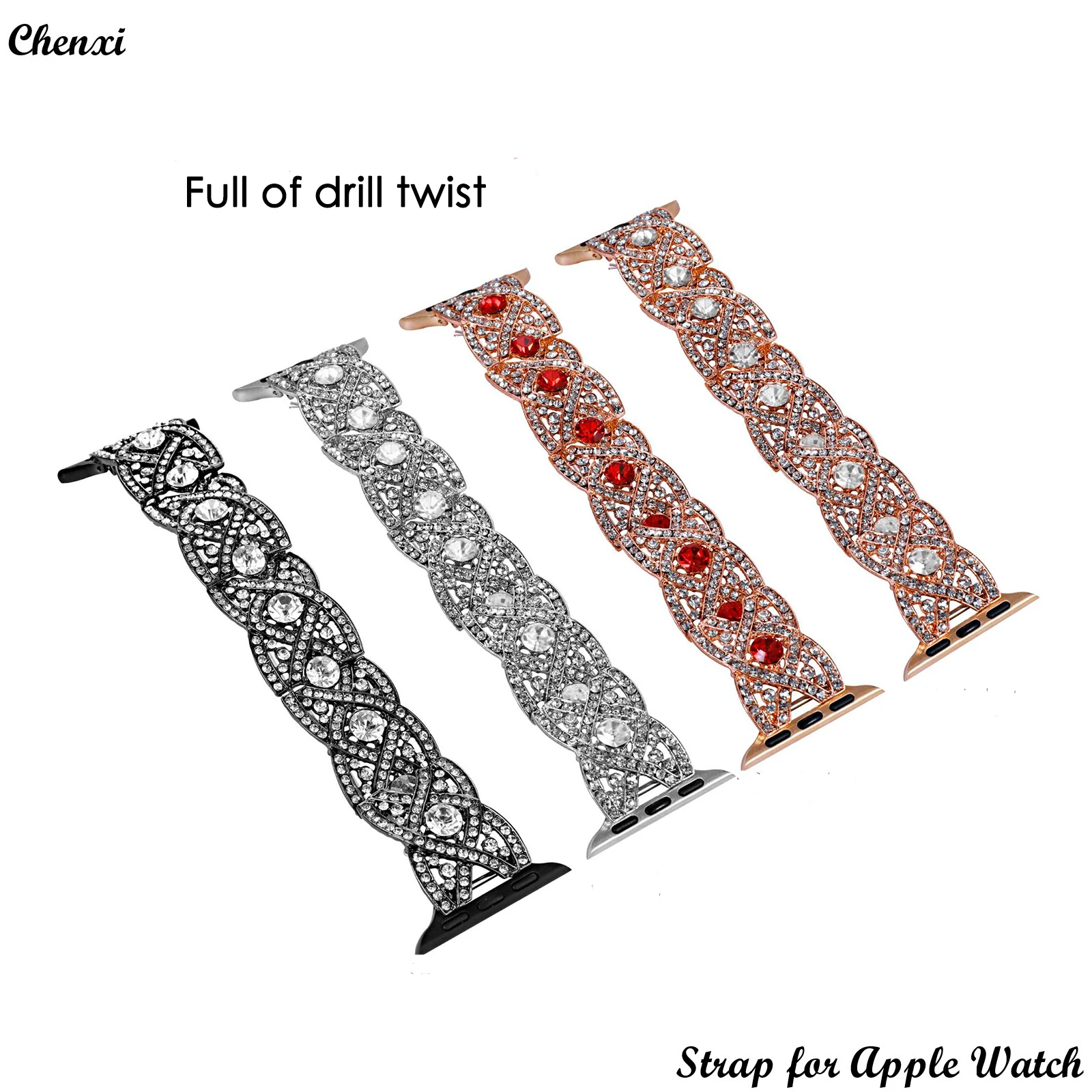 

Metal strap for Apple watch band bling bracelet chain iwatch series87654321SE Ultra twist ornament38 40 41 44 45mm women's band