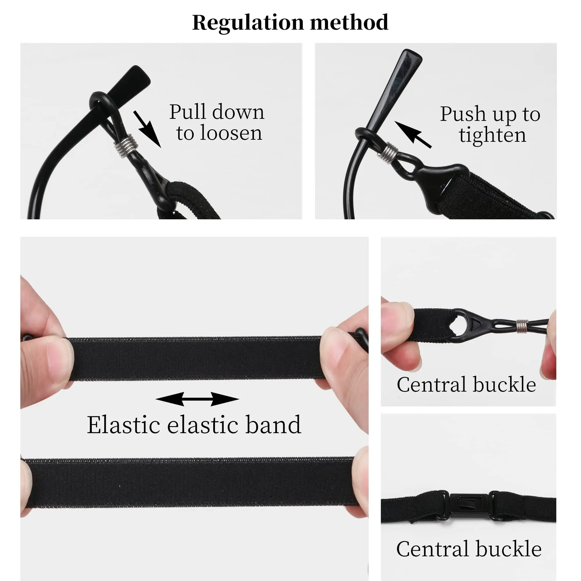 Black Adjustable Sports Anti-Slip Eyeglasses Strap Glasses Head Band PS10 Safety Eyeglasses Retainer