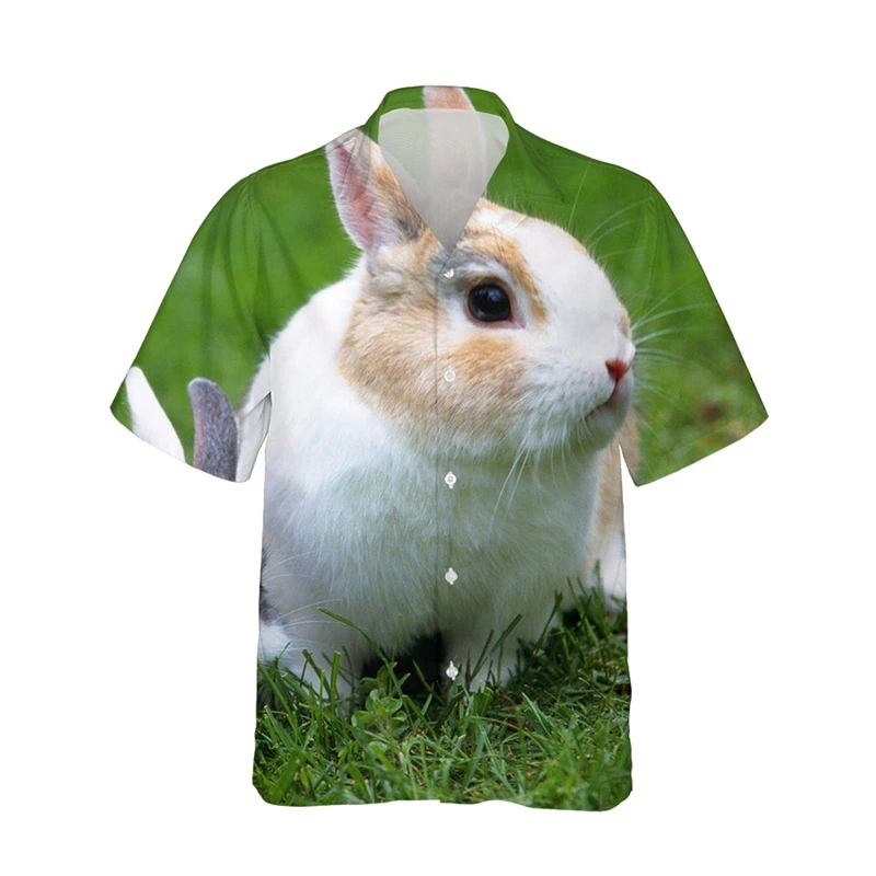 

Funny Summer 3D Print Shirts For Men Clothes Casual Hawaiian Kawaii Rabbit Beach Shirt Party Gifts Blouses Button Tops Clothing