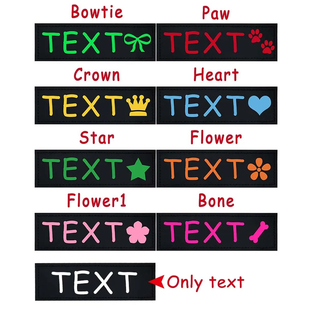 2 PCS Personalized Dog Name Labels Colorful Pattern Pet Harness Custom Tag Removed Stickers ID Dog Chest Strap Vest Collar Tag