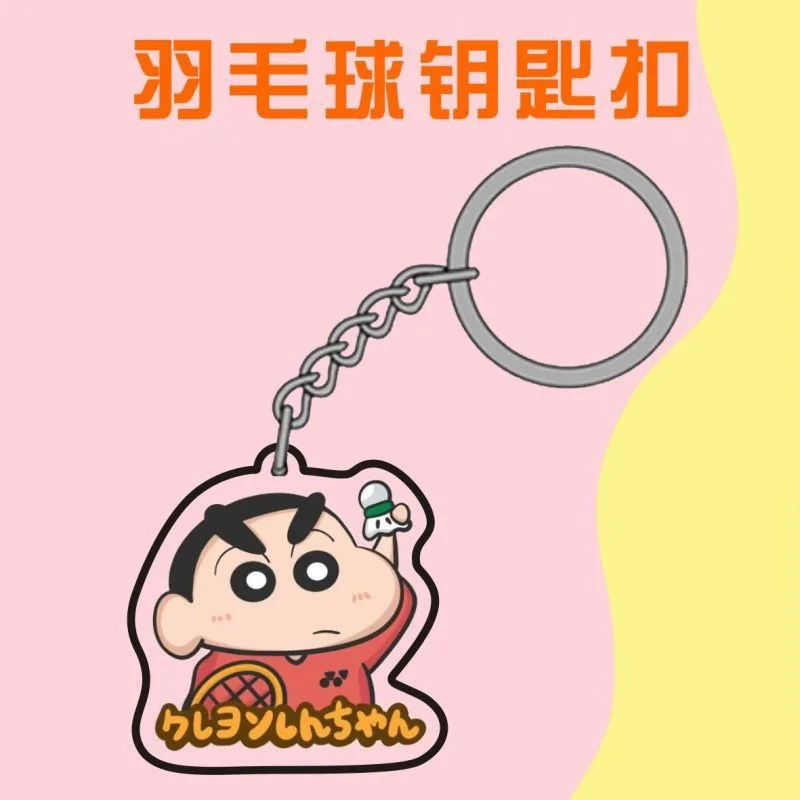 Crayon Shin-Chan Badminton Keychain Anime Kawaii Cute Girls Bag Keychain Cartoon Decorate Student Schoolbag Pendant Toys Gifts