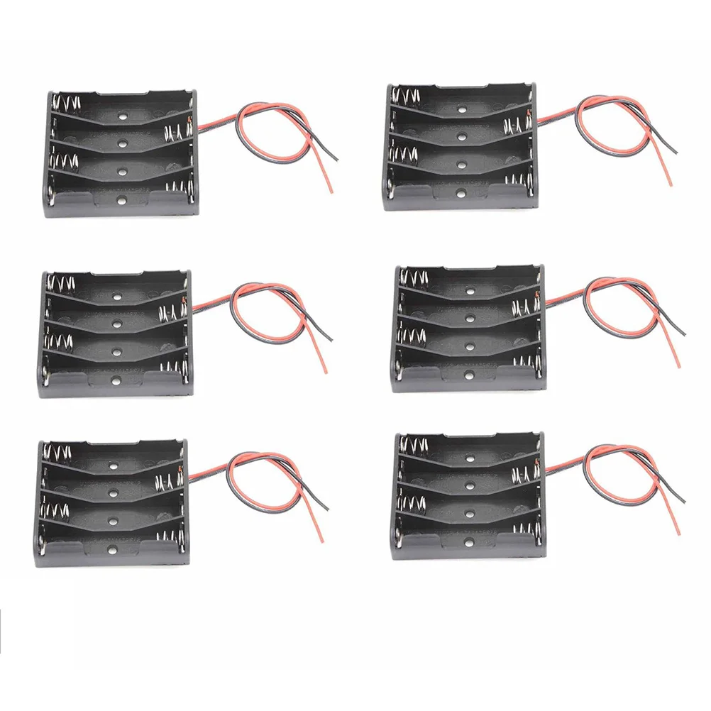 

6Pcs Case 4 Slots Aaa Black 1.5V Spring Clip Holder Easy Use Power Supply for Monolithic Robot Systems