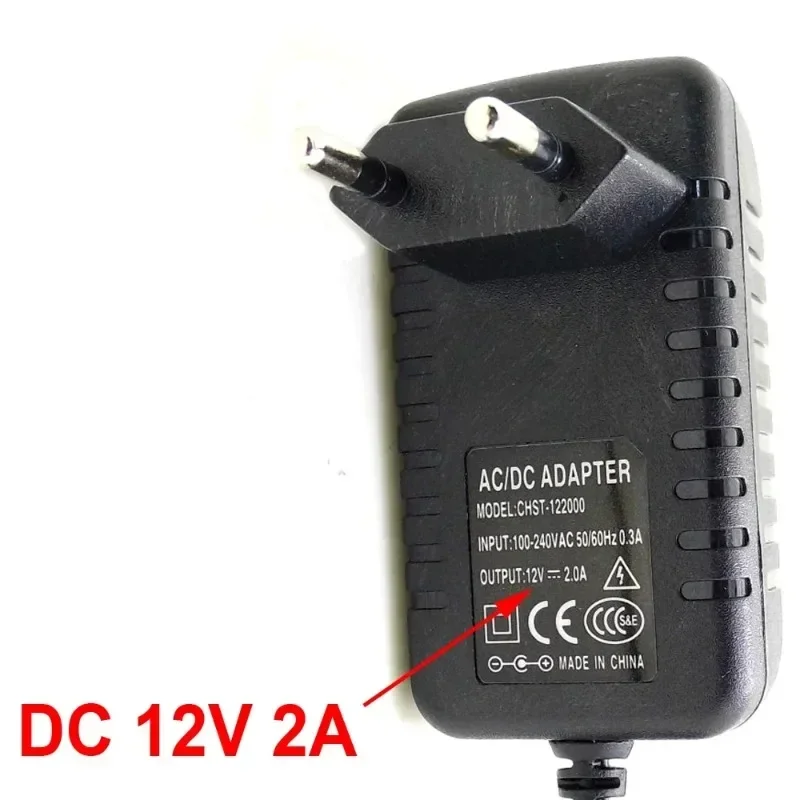 Power adapter charger for CCTV Camera, Power Cable 3M, AC/DC, EU/US/UK Plug, AC 100 - 240V DC 12V 2A (2.1mm * 5.5mm)
