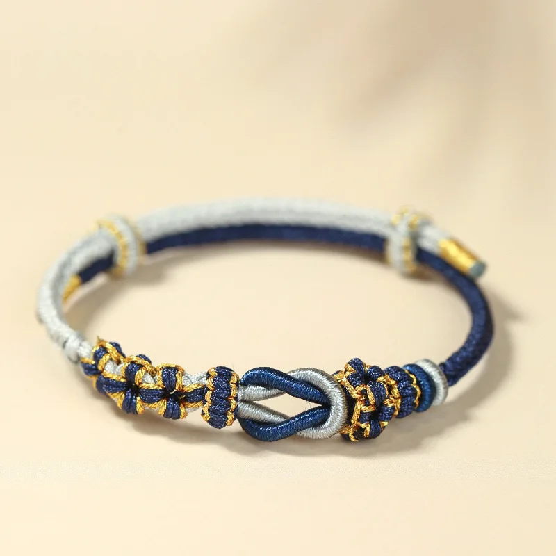 سوار Mo Xiangli مضفر يدويًا يمكن ارتداؤه شبه نهائي للزوجين زهر الخوخ حبل أحمر منسوج هدايا العيد