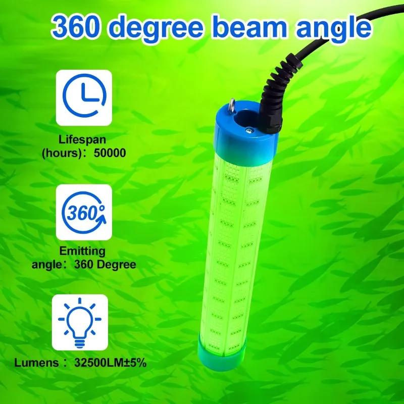 300w 400w Locken Tiefer Tropfen Unterwasser Lichter Angeln Tintenfisch Fische Locken Licht Grüne Lampe Nacht Fisch Lichter