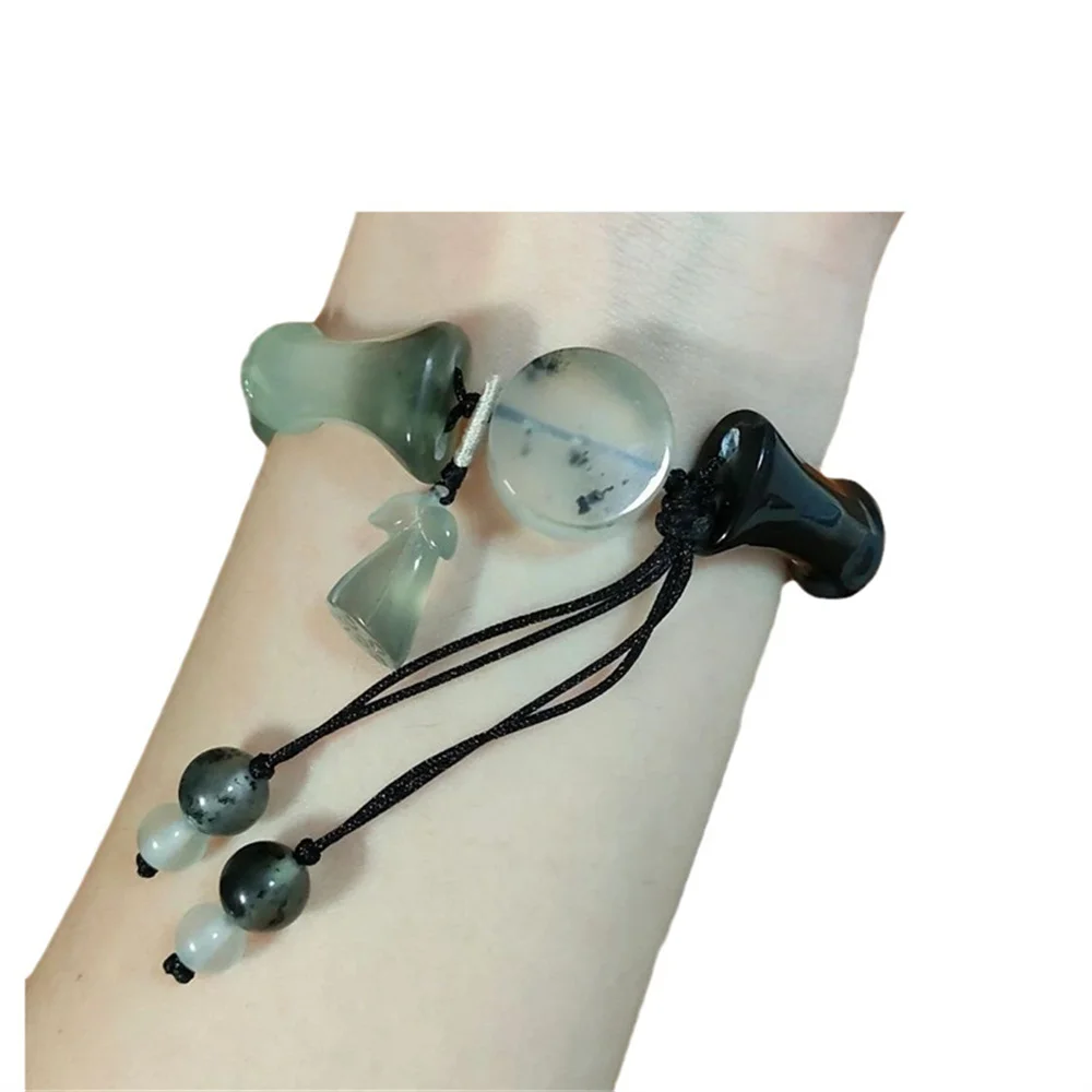 جديد العتيقة نمط تقليد اليشم لوتس الإسورة النمط الصيني شرابة الراقية الخيزران الاكريليك سوار مجموعة مجوهرات هدية #6