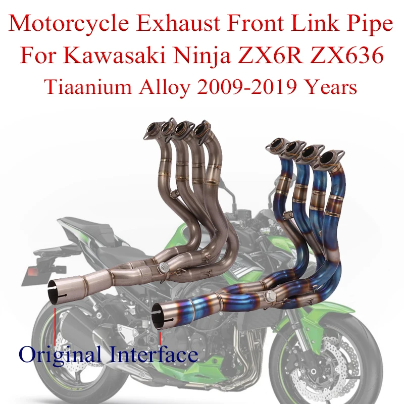 

Titanium Alloy For Kawasaki ZX6R ZX-6R 636 2009 - 2019 Motorcycle Exhaust Escape System Modify Connect Front Link Pipe Muffler