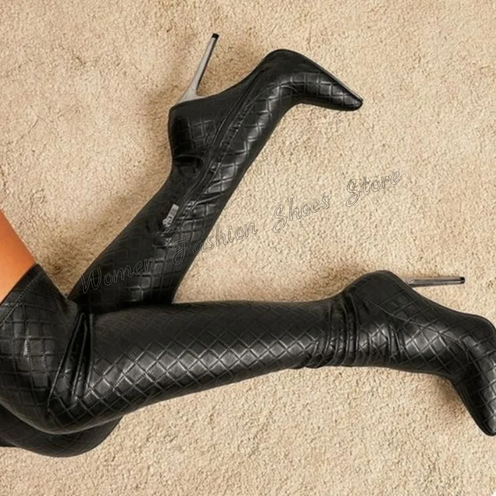 

Black Pointed Toe Side Zipper Over the Knee Boots Thin High Heels High Heel Shoes for Women Heels 2025 New Zapatos Para Mujere