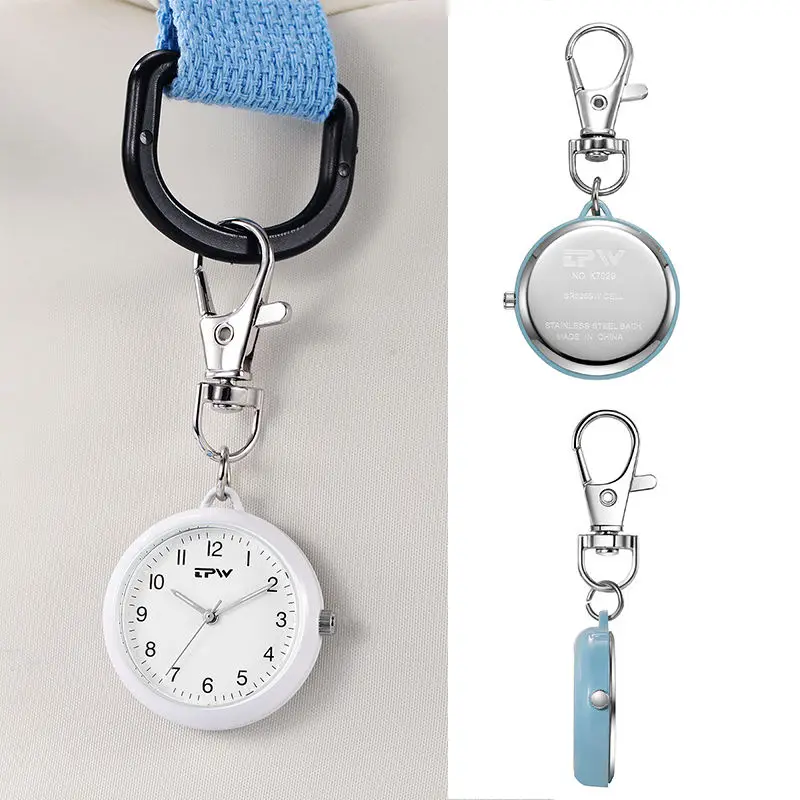 

Mini Portable Belt Clip Key chain Watch Large Easy-to-Read Arabic Numbers Quartz Hanging Pocket Watch for Elderly And Children
