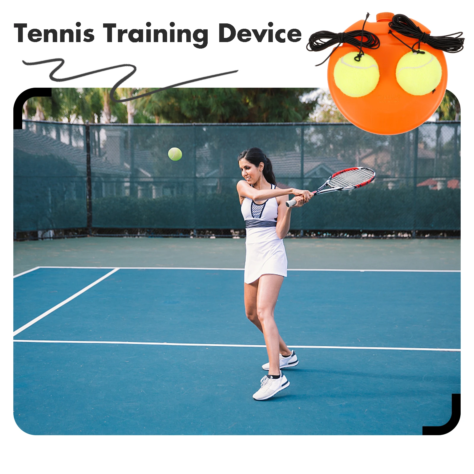 

1 2 Balls Tennis Trainer Portable Training Tool Equipment for Outdoor Indoor Practice Skill Coordination tennis