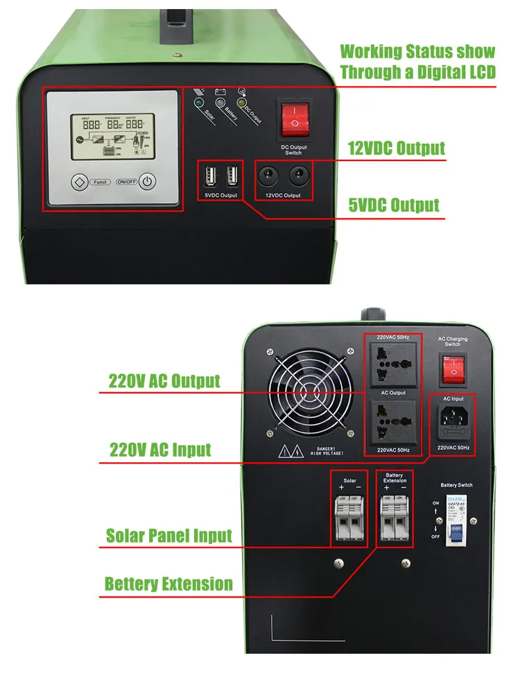 mini portable home 12v DC solar lighting system 500w 1kw ups portable home mp3 lighting solar for indoor and outdoor camping kit