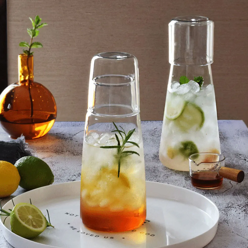 

1Set Glass Ice Tea Carafe Transparent Water Kettle Food Safe Multi Function Household Bedside Water Jug Suitable for Party