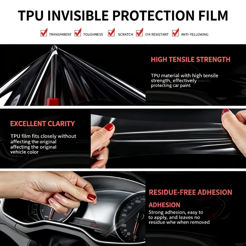 For 20-21 Mercedes-Benz New CLA200 Interior Protection Film Center Console Gear Shift Protection Sticker Transparent Film view 5
