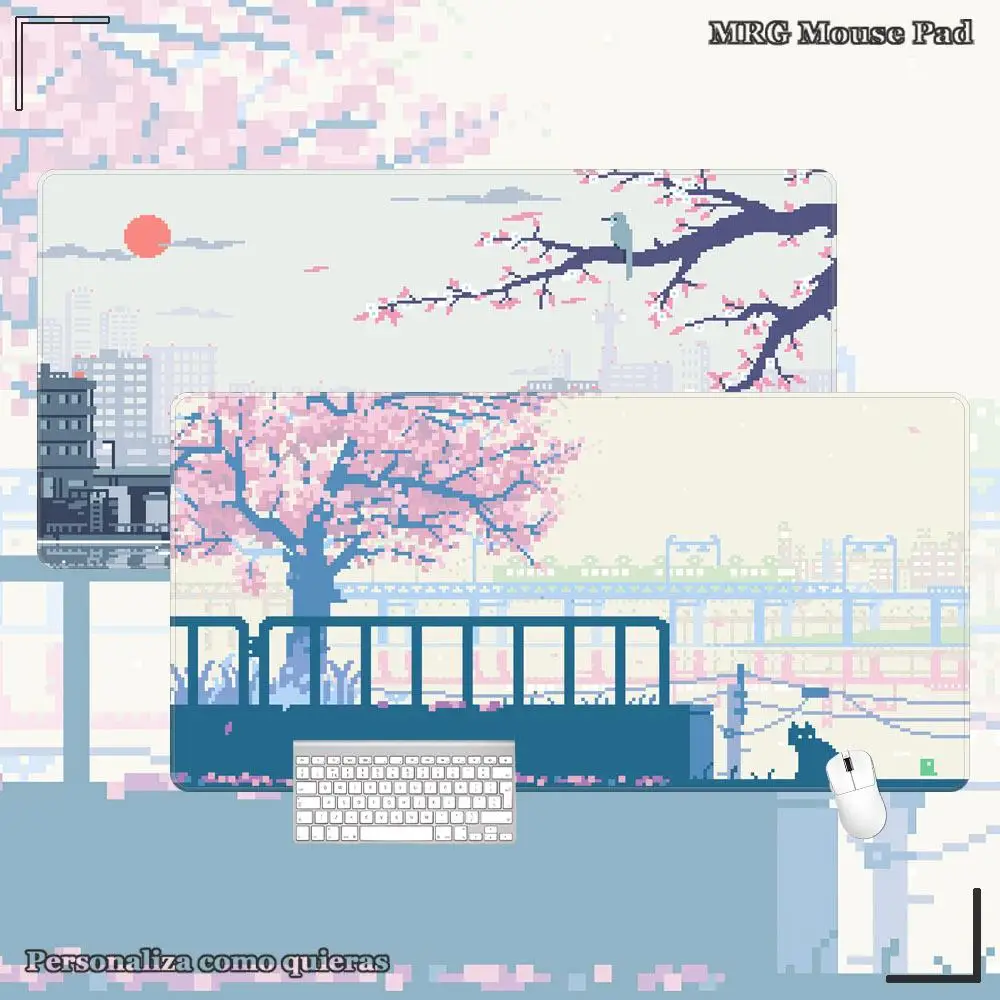 Pixel Mouse Pc mouse carpet Mouse pad Mouse mat large Minimalist desk mat Cherry blossoms  Mousemat 90x40 Mouse carpet Pad