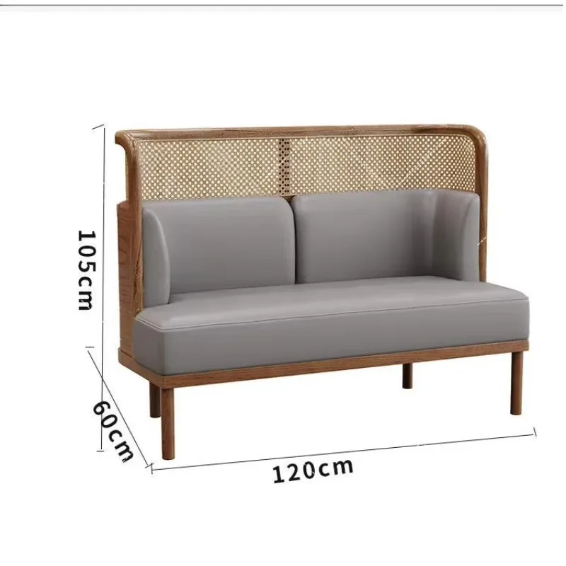 Contemporary Hotel Restaurant Furniture Set Solid Wood & Leather Booth Sofa Table Chair Combination Durable High Quality