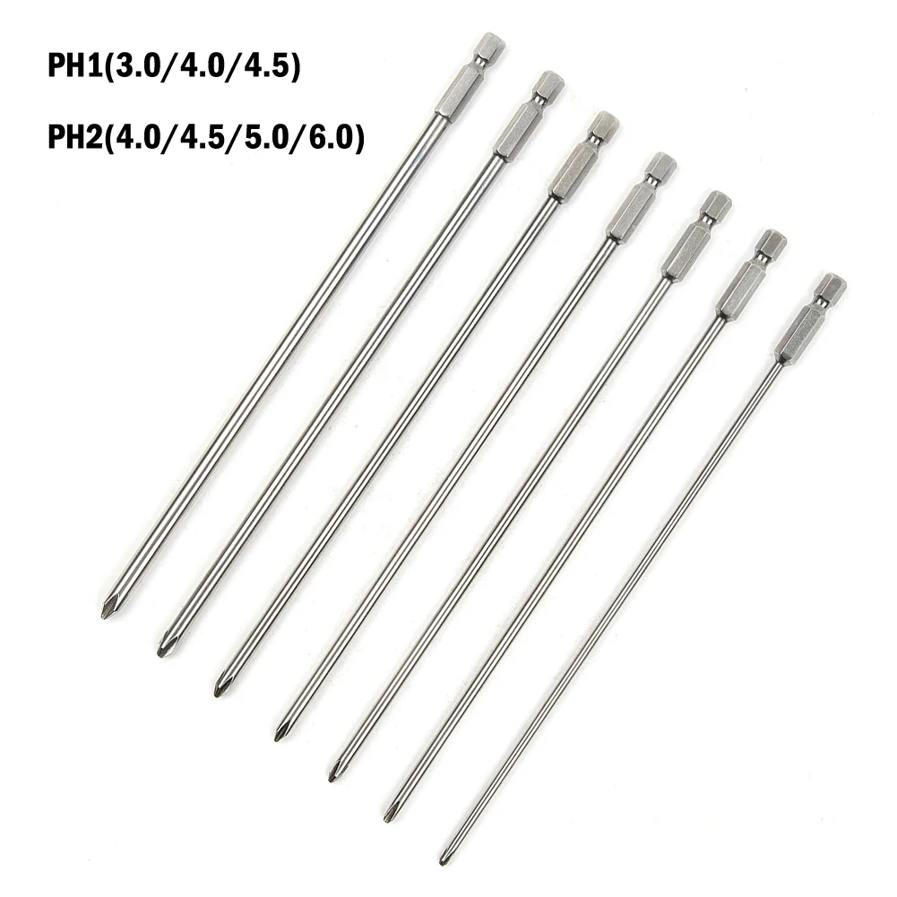 

7pcs Cross Screwdriver Bits Silver Steel PH1 PH2 Bits With 6.35mm Shank For Air Screwdrivers Electric Drills Power Tools