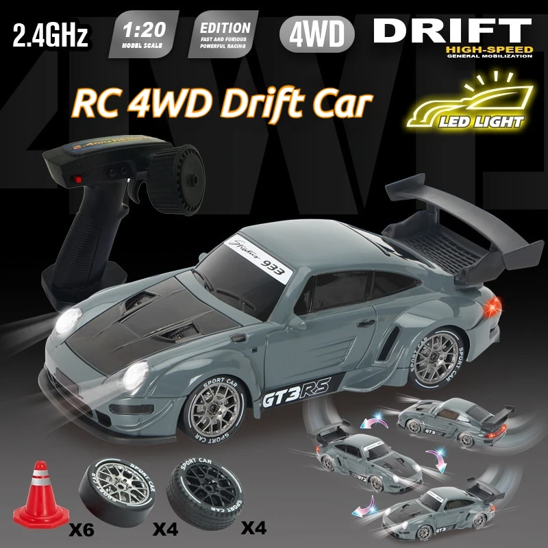 Rc Drift 4Wd Variable Speed Remote Control Car Rechargeable Sports Model Changeable Tires For Racing Hobby Enthusiasts