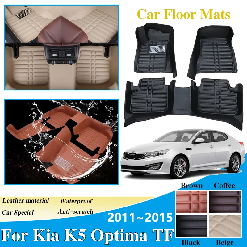 

Car Accessories For Kia K5 Optima TF 2011~2015 LHD Floor Mat Waterproof Leather Panel Liner Carpet Custom Foot Part Auto Sticker