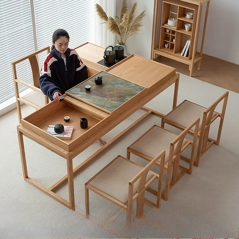 CX Home Modern New Chinese Log Wind Solid Wood Tea Table