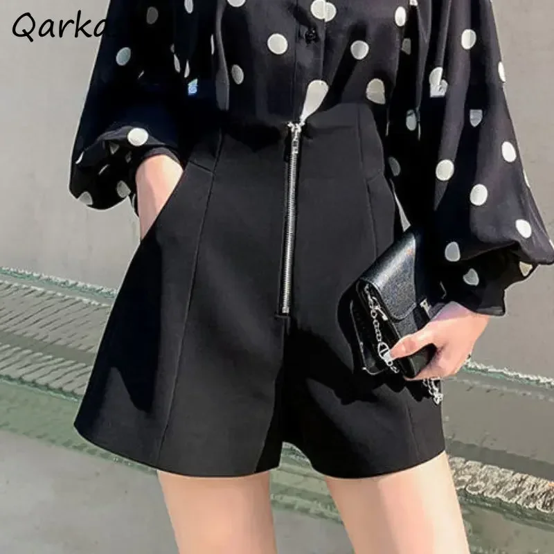 オフィスレディースショーツ女性シンプルヴィンテージストリートウェアハイウエスト夏エレガントジッパーカジュアルデイリームヘールオールマッチ韓国スタイル