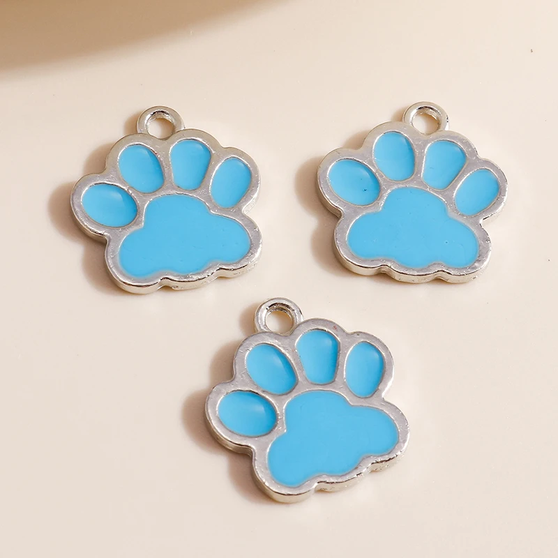 Leslie 10 Stück/Set Emaille Niedliche Katzen- und Hundepfoten-Hundeknochen-Anhänger für Ohrringe, Armbänder, Halsketten, Anhänger, DIY-Schmuckherstellungszubehör – Detail 8