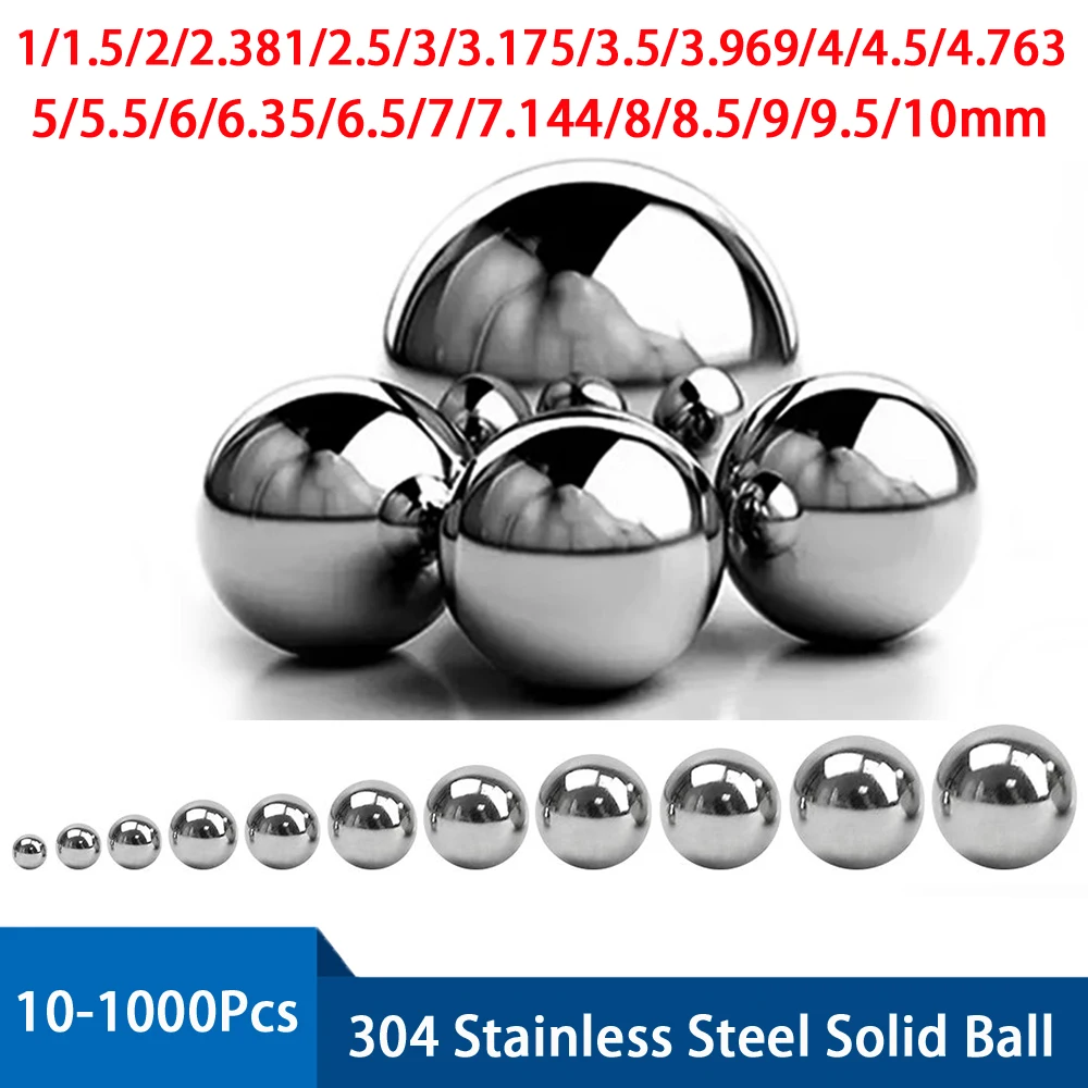 

304 Stainless Steel Solid Ball Dia 1-10mm SUS Precision Bearing Steel Small Pellet Slingshot Marbles Round Smooth Slides Ball