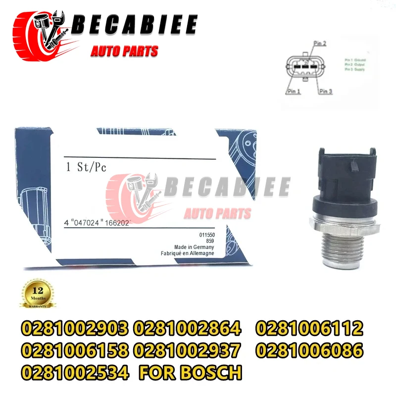 Fuel Rail High Pressure Sensor Common Injection 0281006158 0281002864 0281002707 20792328 For IVECO OPEL VAUXHALL SAAB VOLVO