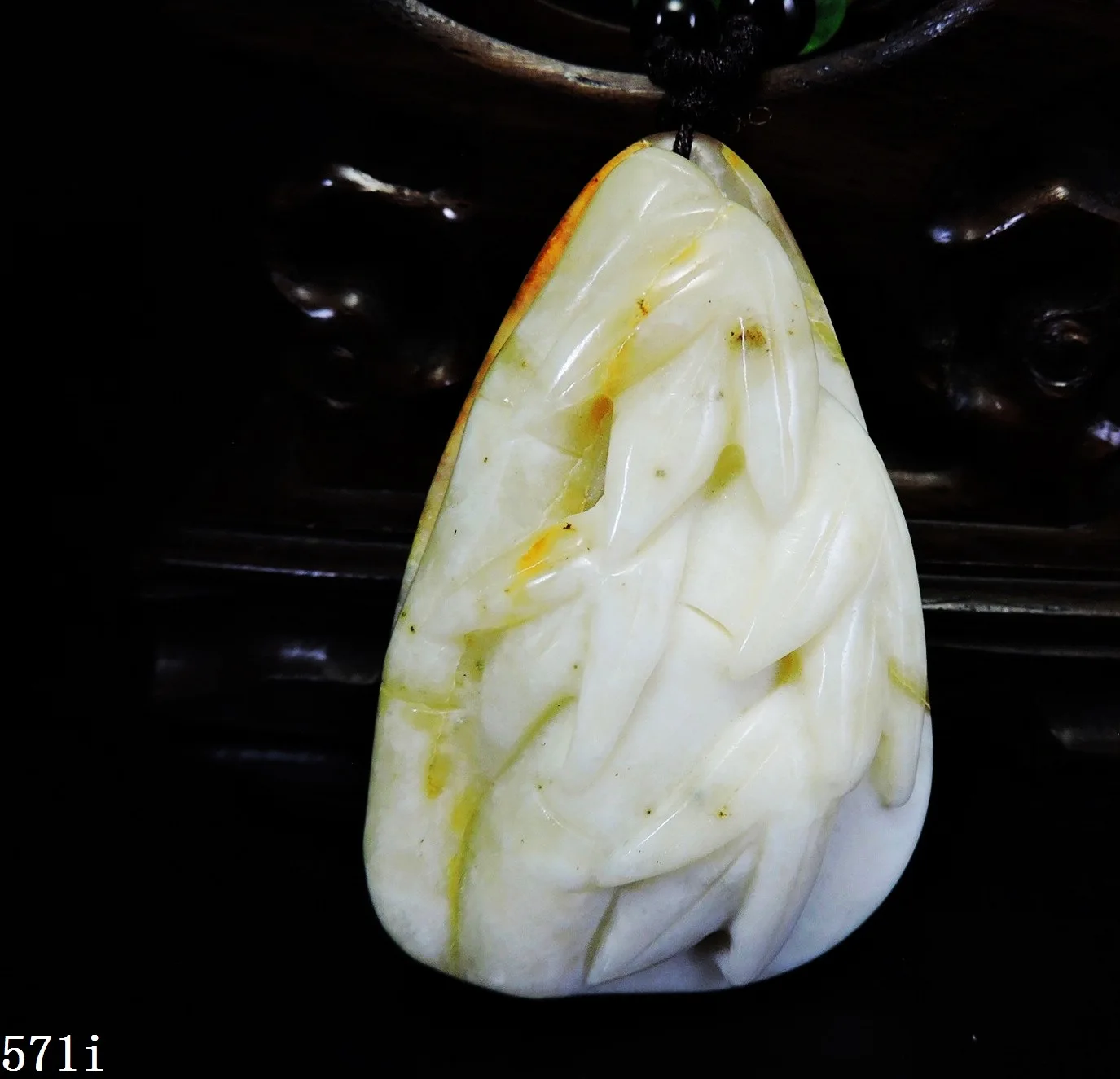 Jade Jewelry Natural Jade Pendant Necklace Hand-Carved bamboo Jadeite Necklace Pendant Gift No Treatment 571i