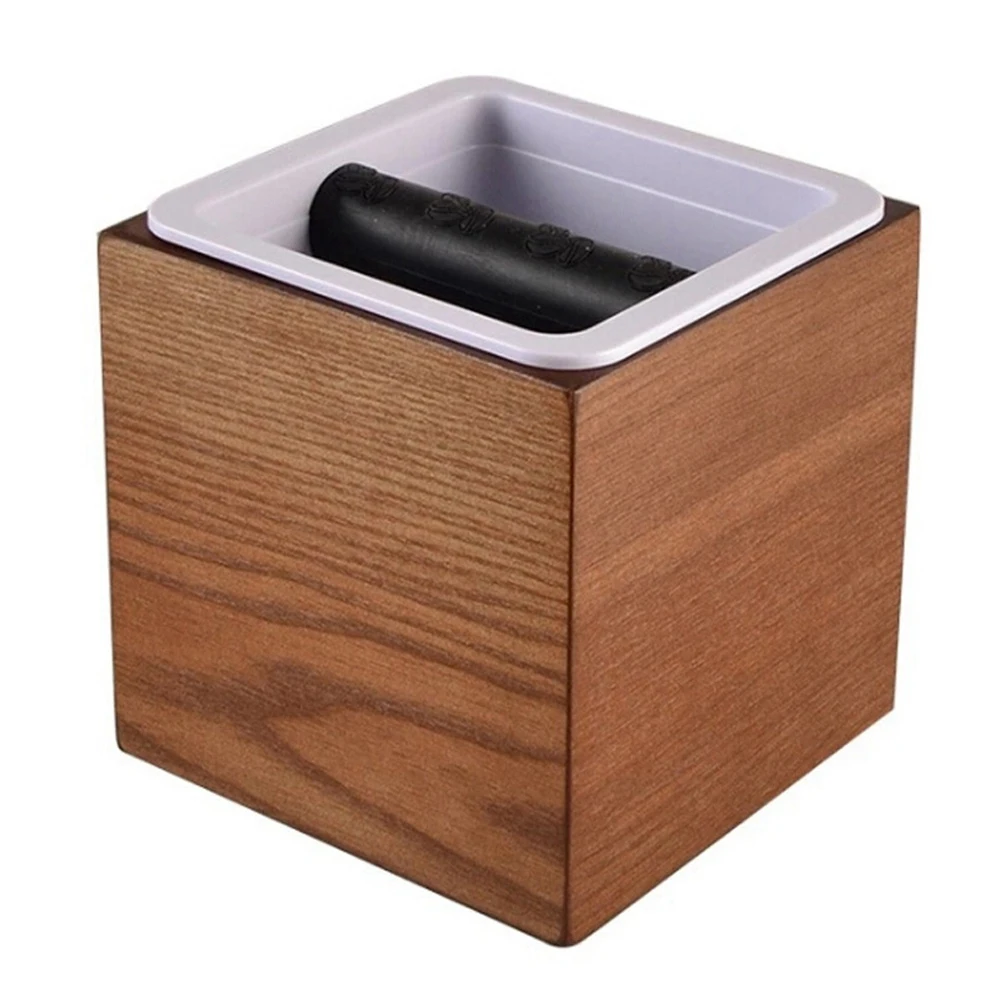 Wooden Coffee Tamper Knock Box ABS Deep Bent Design Coffee Slag Not Splash Manual Coffee Grinder Coffee Accessory