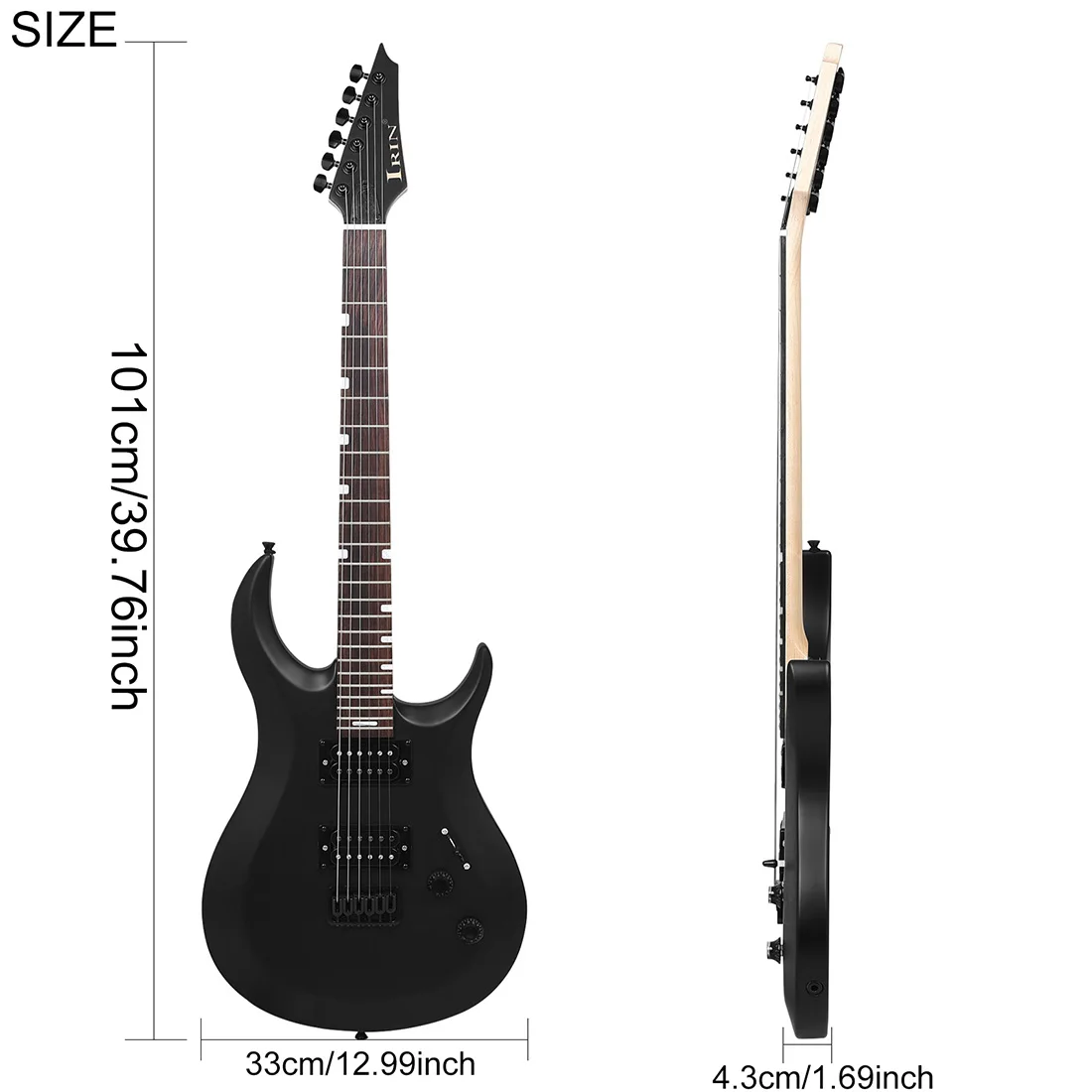IRIN R-370 39 Inch 6 Strings Electric Guitar 24 Frets Oguman Body Maple Neck Black Electric Guitarra with Case Wrench Cable