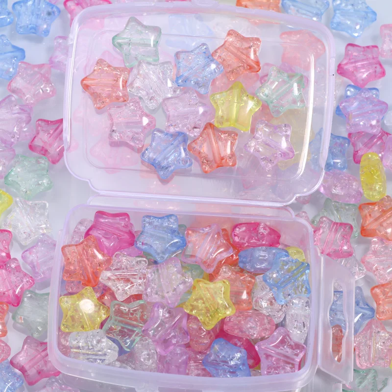 50 stücke Quadratische Herz fünfzackigen Stern Spacer Perlen Bunte Rissige Lose Acryl Perlen Für Schmuck Machen Diy Armband halskette