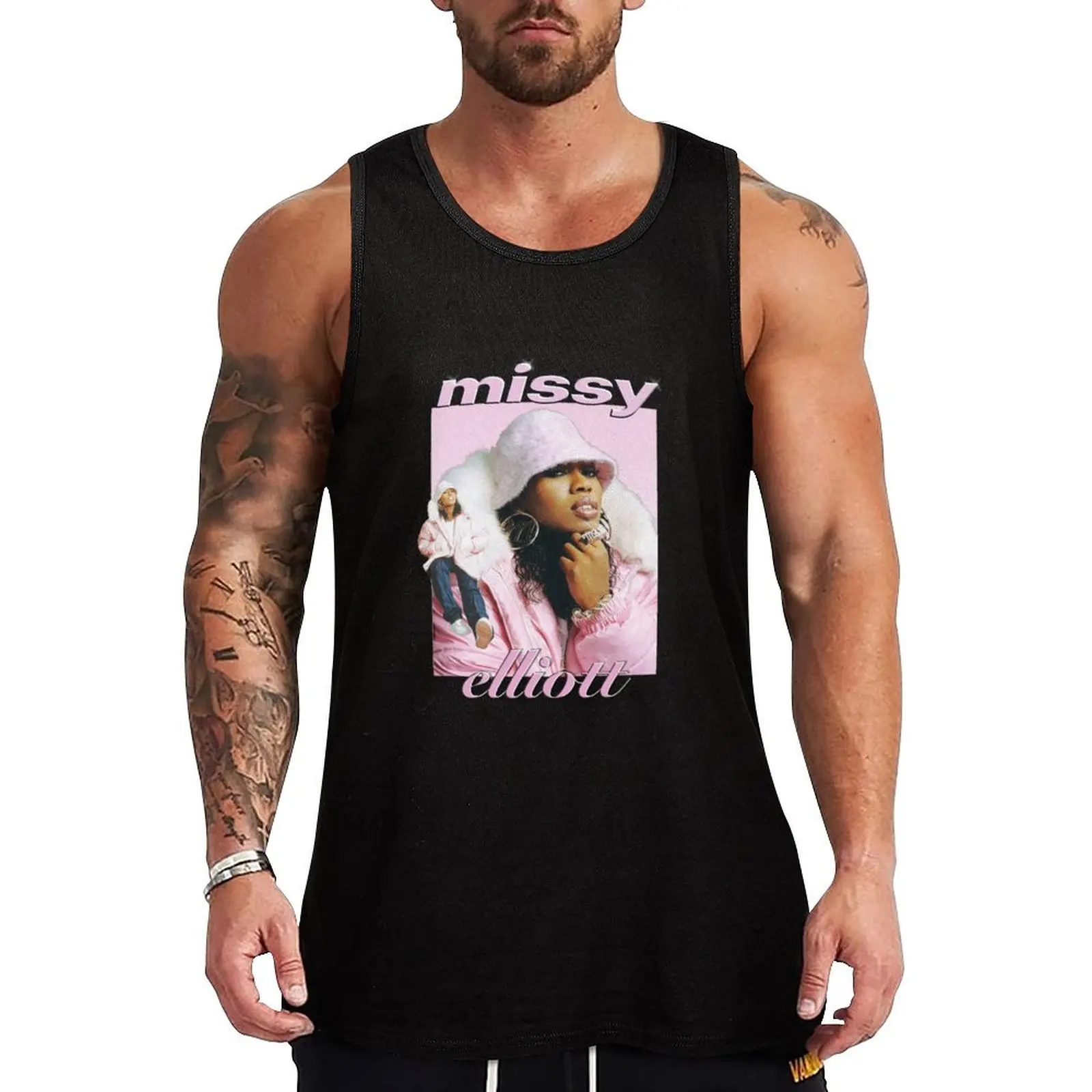 

Missy Elliott throwback Tank Top summer Men's tops Men's gym articles sports t-shirts for men