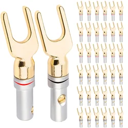 10/40/200Pcs Y/ U Type Speaker Banana Plugs Audio Cable Wire Connector Screw Lock Fork Spade Plug Banana Connectors