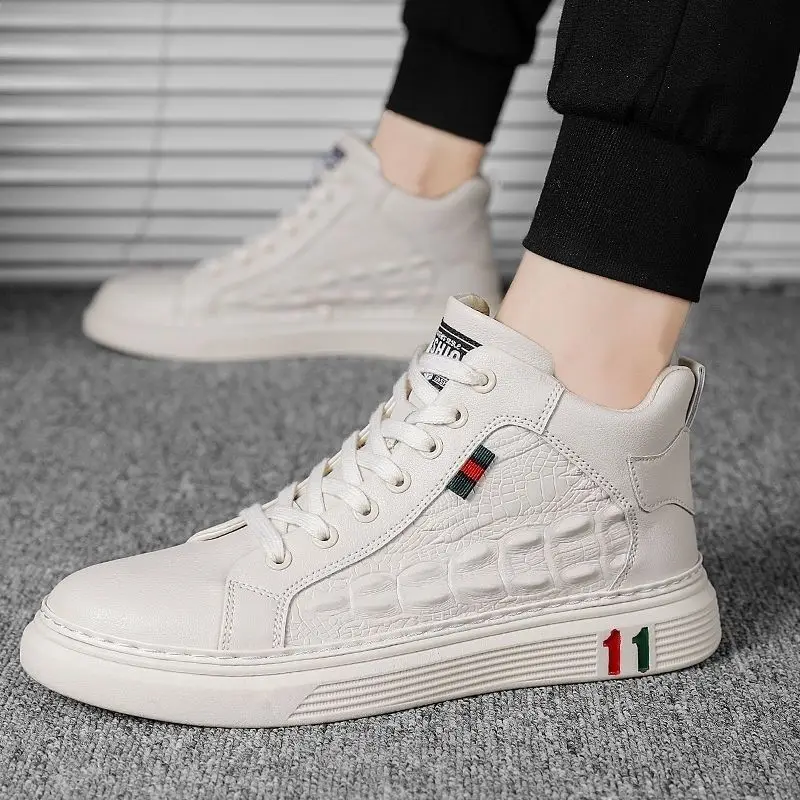 Winter Boots Men Cool Casual Boots for Youth Boys Alligator Print Platform Sneakers Men Autumn Shoes security-protection