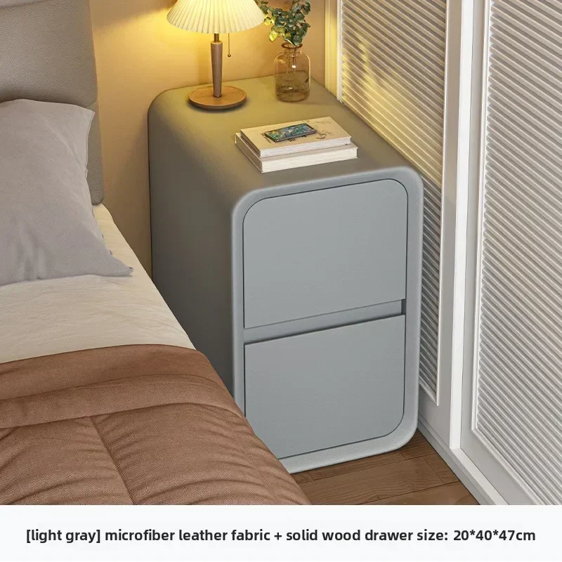 Stable Bedside Table Narrow Bedside Storage Storage Small Cabinet Bedroom Cream Wind Solid Wood Double Pumping Crack Practical