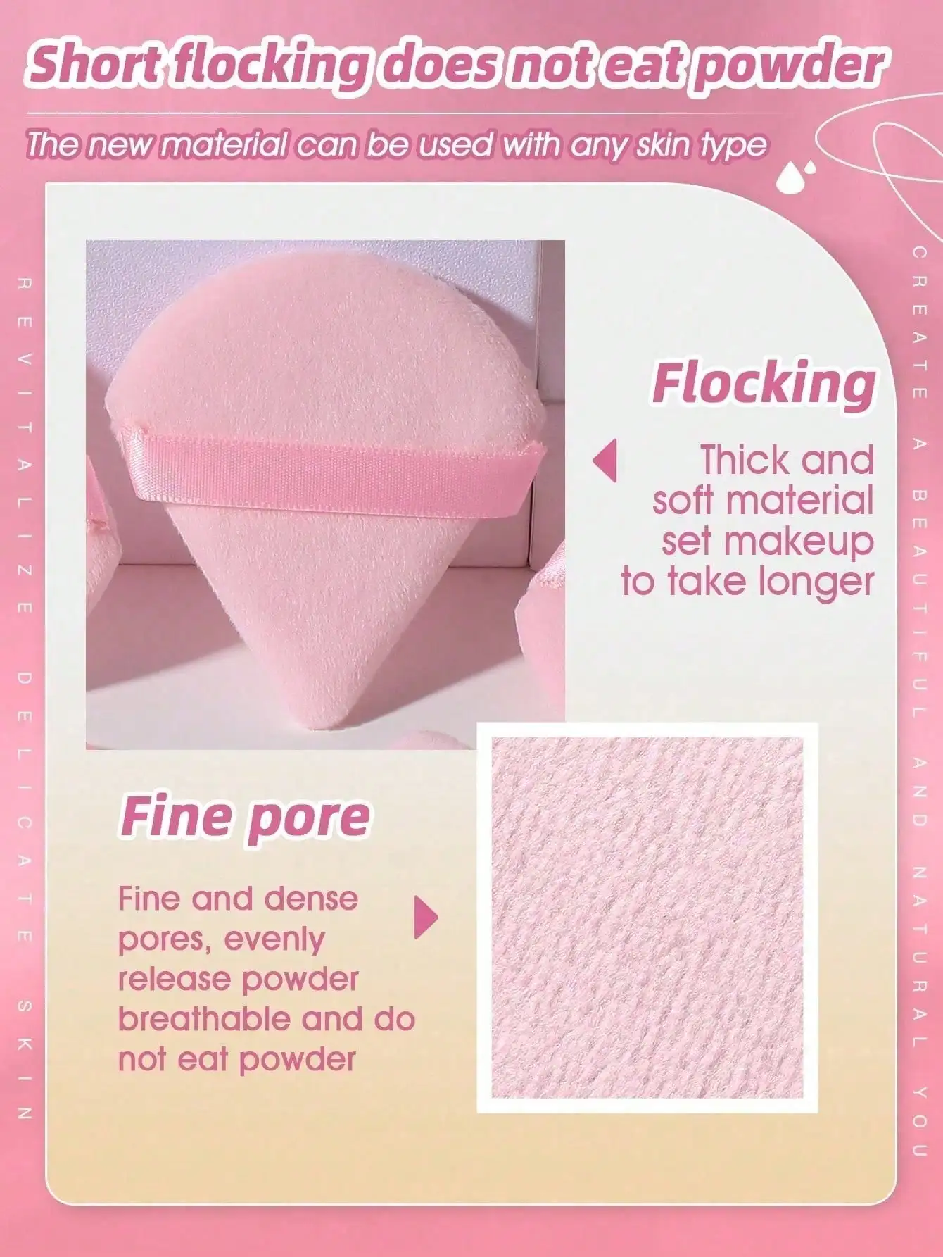 20/10/3/1pc 三角ベルベットメイクアップパウダーパフ、フェイシャルパウダーパフ、再利用可能なメイクアップパウダーパフ、アイメイクアップパウダーパフ