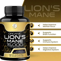 Lions Mane Lion Mane Mushroom Capsules Supplement -60 Pills - Mushroom Supplement for Memory and Focus in the Brain