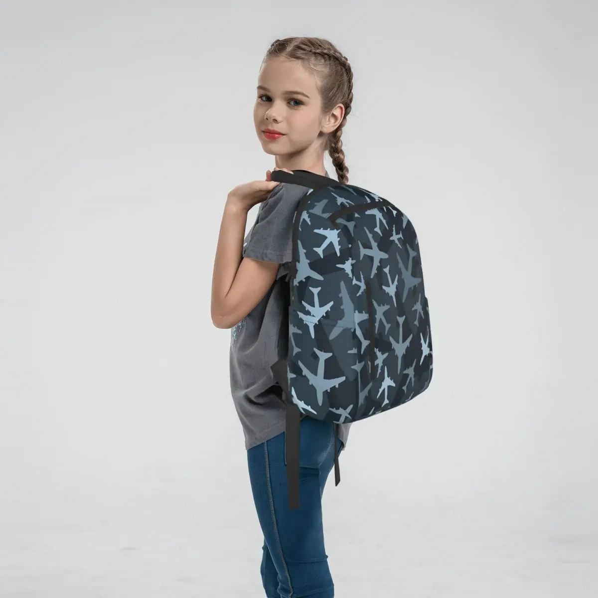 Random Airplanes Pattern Aviation Fighter Pilot 2 Backpack Large Capacity Boys Girls BookBag School Bag Shoulder Bags for Men