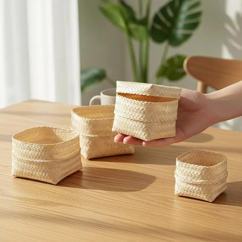 Durable Tight Seal Design Bamboo Woven Gift Box Reusable Handmade Bamboo Teas Tin DIY Wedding Cookies Candy Box Party Decoration
